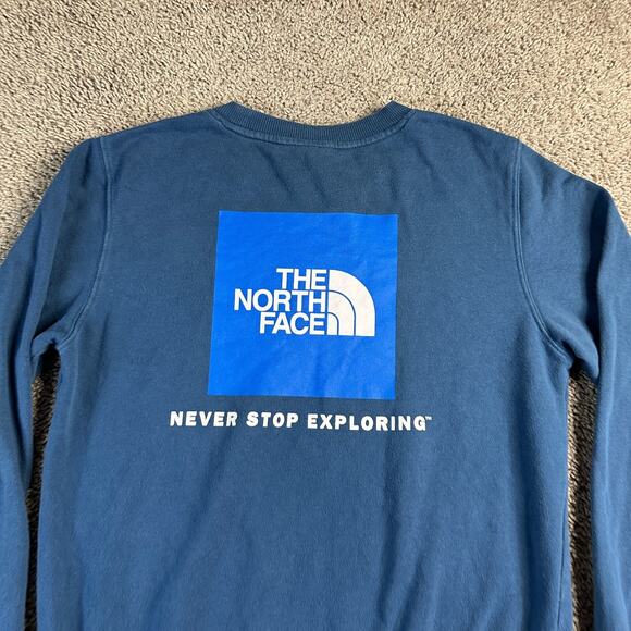 The North Face Sweatshirt Mens Small Blue White Half Dome Logo TNF Crewneck - Picture 3 of 12